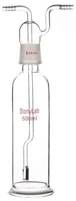 Gaswasfles Borosilicaatglas 500 ml mit Fritte 34/34
