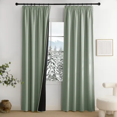 Verdunkelungsvorhang 2er-Set, Salbeigrün, 140x220 cm, thermisch isoliert