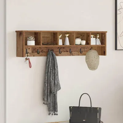 Obrázek produktu pro Maison Exclusive – Nástěnný noční stolek s policí z recyklovaného dřeva 100 x 16 x 26 cm