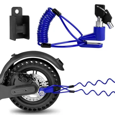 Produktbild von Bremsscheibenschloss für E-Scooter mit Erinnerungsseil Blau 5mm Scheibendicke