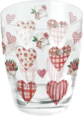 Obrázok produktu pre Sklenená pohár Ø 8 h 9 cm Srdcia Kvety Valentín Deň matiek Láska Sklenená pohár 0,25 l Krásne srdcia