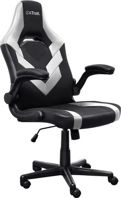 Produktbild von Trust GXT 703W Riye Gaming Stuhl Weiß / Schwarz - Verstellbar, Klappbare Armlehnen, Atmungsaktiv, Belastbarkeit bis 140kg
