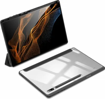 Produktbild von Dux Ducis Toby Eco-Leather Tablet-Ledertasche Schale Cover für Samsung Galaxy Tab S8 Ultra mit Smart-Sleep Funktion Wake-Up Stifthalter Schwarz