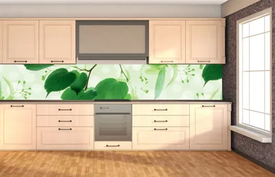 Produktbild von Küchenrückwand Folie selbstklebend GRÜNE BLÄTTER 350 x 60 cm - Klebefolie - Dekofolie - Spritzschutz für Küche -