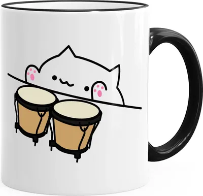 Produktbild von Kaffeetasse Bongo Cat Meme MoonWorks® schwarz unisize