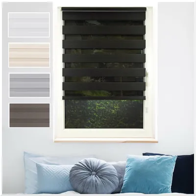 Produktbild von Fensterrollo Doppelrollo Klemmfix ohne Bohren mit Seitenzug Farbe: Anthrazit, Größe: 60x160 cm