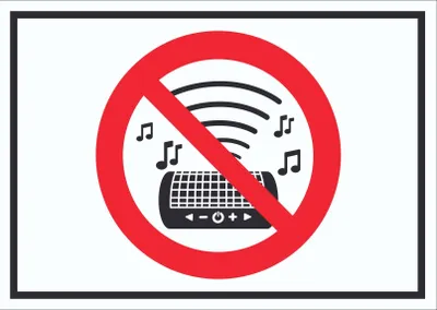 Produktbild von Schild Laute Musik verboten Symbol A5 Rückseite selbstklebend