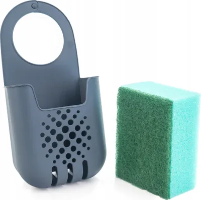 Produktbild von KADAX Schwammhalter, Abtropfgestell für Spülschwamm, Wasserhahnregal (Dunkelgrau)