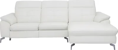 Produktbild von Ecksofa LISMORE mit elektrischer Relaxfunktion in Büffelleder - Weiß - Ecksofa rechts