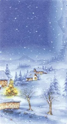 Produktbild von Mitteldecke Christmas Village - Weihnachtsdorf im Winter 80x80cm