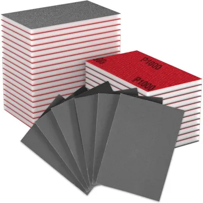 Immagine prodotto di Set di spugne abrasive, 32 pezzi, grana 1000, adatte per uso umido e asciutto, dimensioni 100 x 70 mm