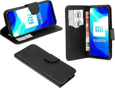 Produktbild von cofi1453® Buch Tasche "Fancy" kompatibel mit XIAOMI MI 10 LITE Handy Hülle Etui Brieftasche Schutzhülle mit Standfunktion, Kartenfach Schwarz