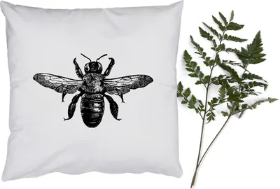 Produktbild von MuchoWow® Zierkissen Sofakissen Wohnzimmer Dekokissen 60x60 cm Biene - Insekt - Vintage - Schwarz und weiß - Sitzfläche - Foto Polster