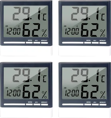 Produktbild von 4X LCD Digital Thermometer Hygrometer Genaue Temperatur Feuchtigkeitsmonitor Wecker Speicherfunktion Thermo-Hygrometer für Babyzimmer Wohnzimmer Büro Kühlschrank