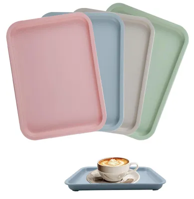 4 rechteckige Serviertabletts, 24,5x17,5 cm, 4 Farben