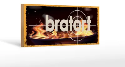 Produktbild von Holzschild Spruch 27x10 cm Bratort Grill Feuer Deko Schild