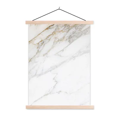 Produktbild von MuchoWow® Textilposter Marmor - Stein - Weiß - Gold - Marmoroptik - Stein - Luxus 120x160 cm mit holzfarbenen Rahmen - Plakatkarton