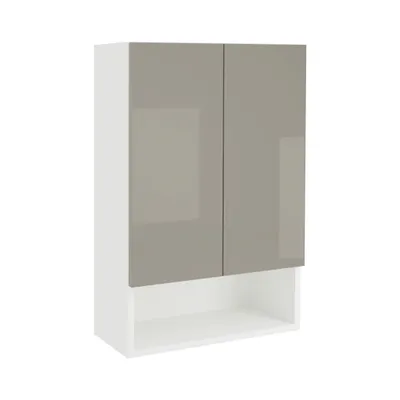 Immagine prodotto di haaus Zed pensile da bagno, a parete, 2 ante, grigio lucido/bianco, ante in MDF, L 48 x L 22 x H 72 cm