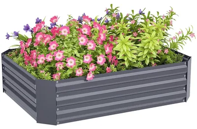 Produktbild von Hochbeet aus verzinktem Stahl, Gartenbeet, 120 x 90 x 30 cm