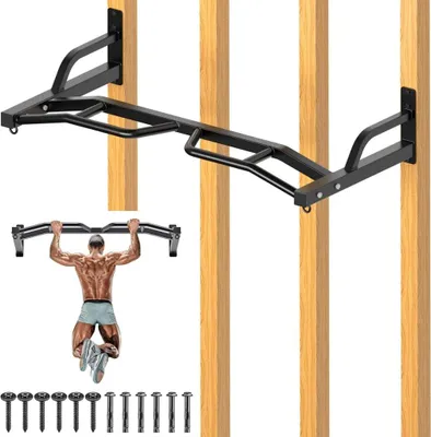 Produktbild von Wandmontierte Klimmzugstange 122 cm mit 12 Griffpositionen bis 227 kg – Klimmzugstange – Krafttraining