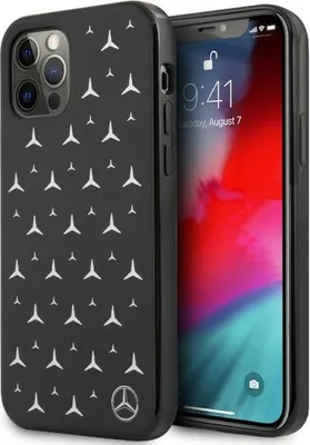Produktbild von Mercedes MEHCP12LESPBK iPhone 12 Pro Max 6,7" schwarz Hartschale Silber Sterne Muster Handyhülle