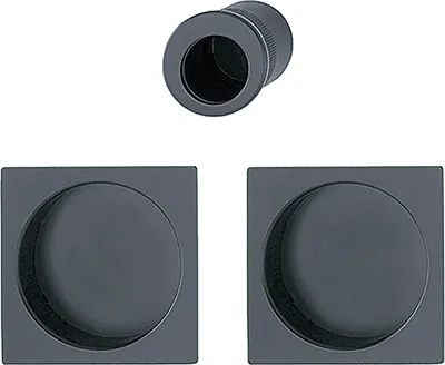 Produktbild von HOPPE Schiebetürmuschel Set 4921 - BL, eckige Rosette, Aluminium schwarz matt