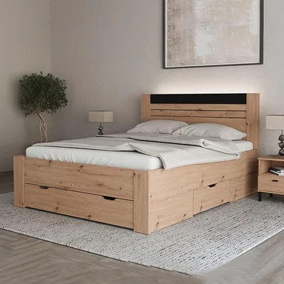 Immagine prodotto di Kabale - Letto Matrimoniale, Marrone Rovere Nodi, Dimensione Materasso 160x200 cm