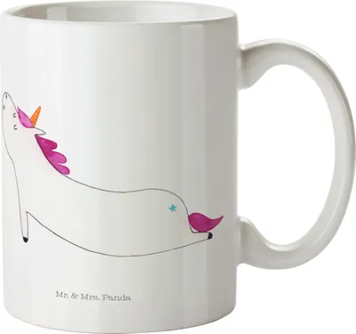 Produktbild von Mr. & Mrs. Panda Kaffeebecher Einhorn Yoga - Weiß - Geschenk, Einhörner, Tasse, Teetasse, Kaffeetasse, Sport, Dekotasse, Unicorn, Pott, Namaste