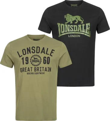 Immagine prodotto di T-shirt uomo regular fit doppia confezione BANGOR Nero/Olive S Lonsdale