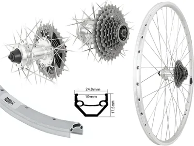 Produktbild von Aggro-X 28 Zoll Hinterrad V-Profil 19-622 Laufrad Disk 6-Loch Felgenbremse + 8 Fach Zahnkranz 24 Gang