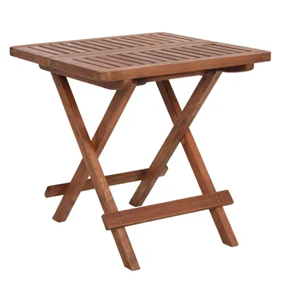 Image de Table d'appoint pliable en bois huilé naturel - 50 x 50 cm - Table en eucalyptus pour le jardin et le balcon