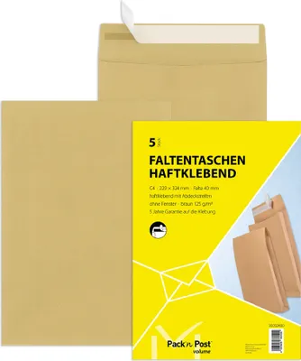 Image de Pochette d'expédition MAILmedia à soufflets avec bande autocollante C4 marron 40 soufflets 50 pièces