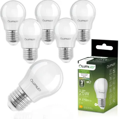 Produktbild von LUMILED Set 6x LED Lampe E27 P45 Kugellampe 2,5W ersetzt 25W 275lm 4000K Neutralweiß Licht 180° 230V milch Nicht Dimmbar 6er Pack