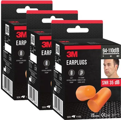 Produktbild von 3M™ Gehörschutzstöpsel Weichschaum SNR-Wert 35 dB -Orange - 90 Paar / 180 Stück
