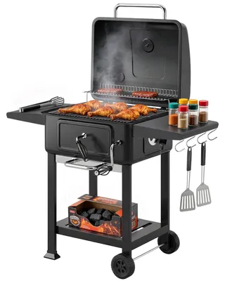 Produktbild von Outsunny Holzkohlegrill BBQ Smoker mit Deckel höhenverstellbar Kohlepfanne