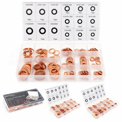 Obrázek produktu pro Sada měděných podložek Kraft&Dele KD10503, 150 ks, 5–17,5 mm, productTiles.product.images.aiGenerated