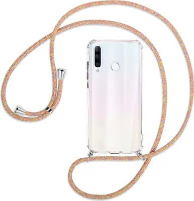 Produktbild von Handykette Backcover-Schutzhülle mit Band (Metall silberfarben) für Huawei P30 Lite - Rainbow