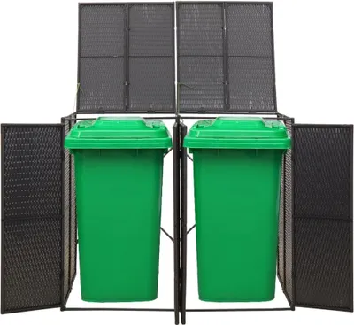 Produktbild von vidaXL Box na 2 tony čierny 140x80x117 cm Poly ratan