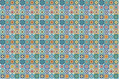 Produktbild von Fliesenaufkleber 15x15 cm – 24 Stück – Selbstklebend – Wasserfest – Pflegeleicht – Hitzebeständig – Für Küche & Bad – Blumenmosaike im Arrangement