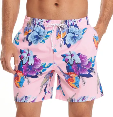 Produktbild von Badeshorts Herren Kordelzug Schwimmshort Kurze Hosen Jogging Training Badehose Rosa M