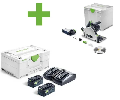 Produktbild von Festool Akku-Tauchsäge TSC 55 KSEB-Basic + Energie-Set SYS 18V 2x5,0/TCL6DUO