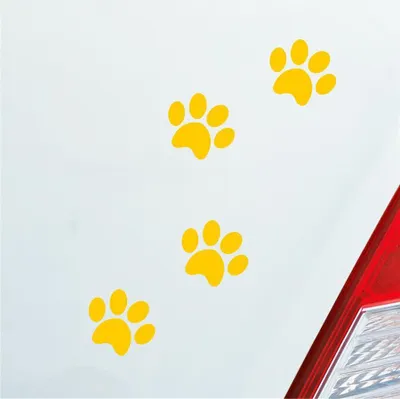 Produktbild von Auto Aufkleber Pfoten Paws Dog Hund Haustier Tier Pfote Paw 8x10 cm Gelb Sticker Heckscheibenaufkleber