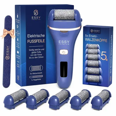 Immagine prodotto di Essy: limatrice elettrica per calli con 5 rulli di ricambio - Rimozione dei calli dai piedi - Limatrice elettrica per calli - Rimozione elettrica dei calli