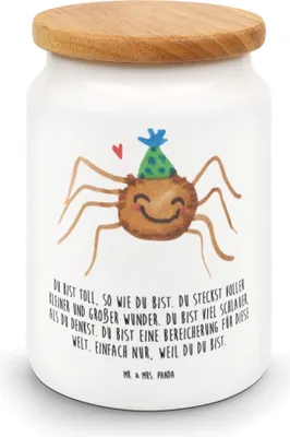 Produktbild von Mr. & Mrs. Panda Kaffeedose Spinne Agathe Party - Weiß - Geschenk, Selbstliebe, Wunder, Keksdose, Dose, Motivation, Glück, zuckerdose, Aufbewahrungsdose, müslidose
