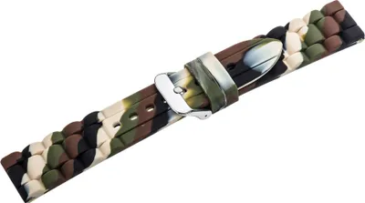 Produktbild von Eichmüller Uhrenarmband Silikon camouflage schwarz/ beige /braun /grün, Stegbreite:20mm, Schließe:Silbern