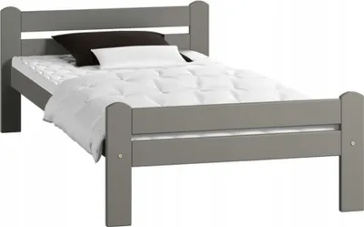 Produktbild von Bett 90x200, Bettrahmen 90x200, Einzelbett mit Lattenrost 90x200 | Massivholz Kiefer | Stabil & Langlebig | 205x102x58.5 cm (BxTxH) | Grau