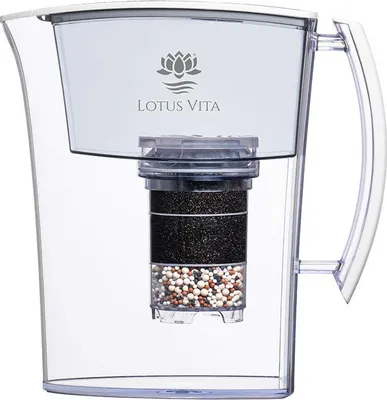 Produktbild von Lotus Vita Wasserfilter Kanne Lotus 1,6L - Weiß Matt - Natura Plus