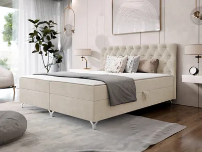 Obrázek produktu pro Kontinentální manželská postel 160x200 JILES - béžová + topper