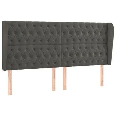 Image de vidaXL Tête de lit avec oreilles gris foncé 203x23x118/128 cm velours