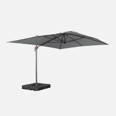 Produktbild von sweeek - Rechteckiger Ampelschirm 3x4m + befüllbare Platten 50x50cm - Grau